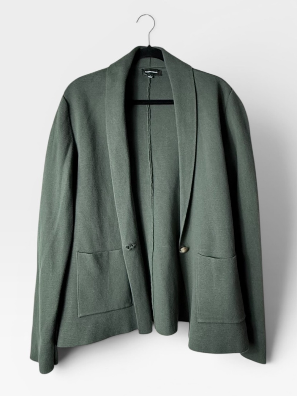 Summersalt Ribbed‎ Cardigan Blazer Size Large Green Fall Winter (T)